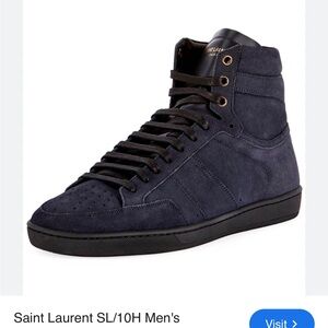 Saint Laurent Men's Dark Blue High-Top Sneakers